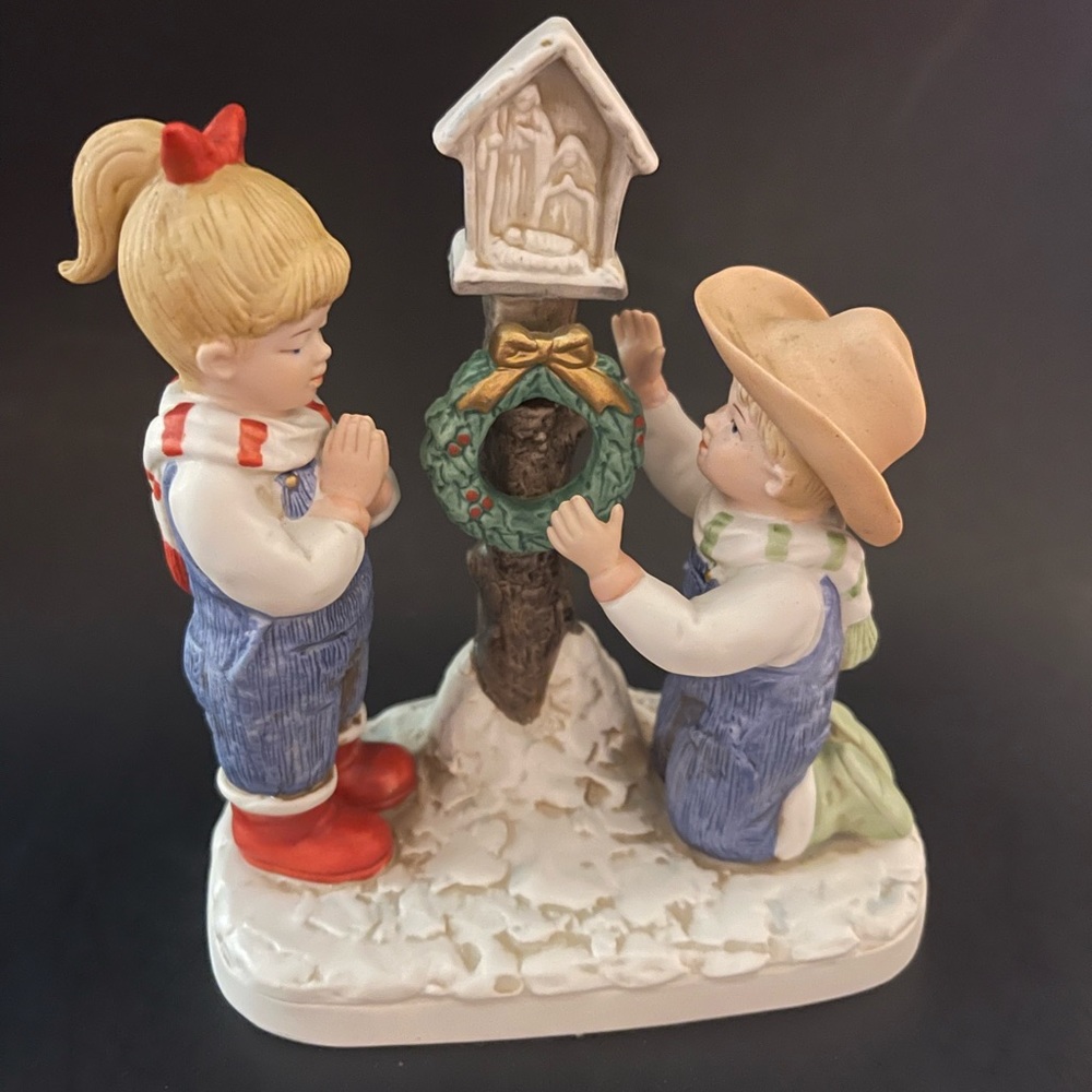 Vtg Home Interior 1985 Denim Days A Child Is Born Porcelain Figurine